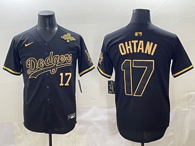 Men 2025 Los Angeles Dodgers 17 Ohtani Black Gold Five generations Nike MLB Jersey style 11